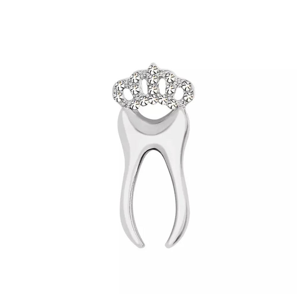 Dental Dentist Silver Crystal Tooth Enamel Pins 256
